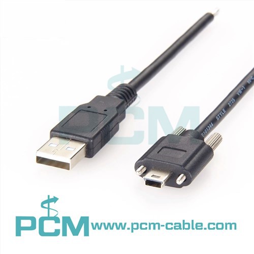 USB 2.0 כבל מסוג A ל-Mini-B עם בורג נעילה