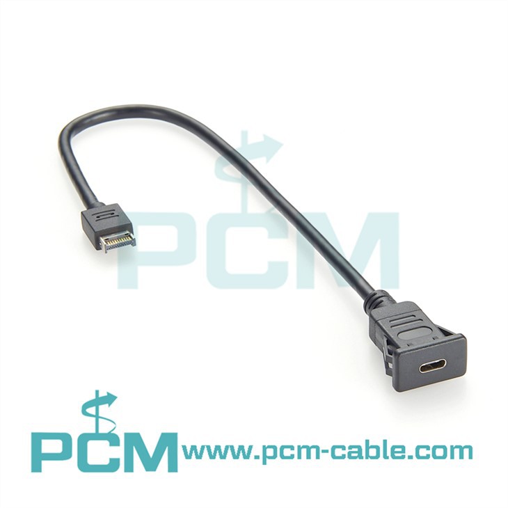 Snap-in Panel Mount USB-C Type C to Usb 3.1 Front Panel Header Type-E Cable