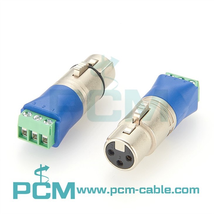 XLR 3-Pin female to 3-Pin terminal block adapter