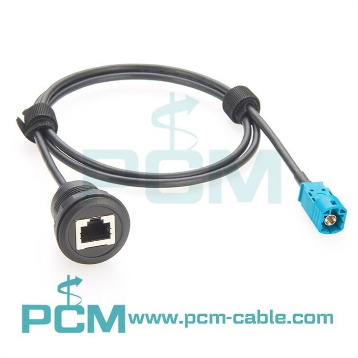 Automotive HSD Z Code to RJ45 Female Panel Mount Cable