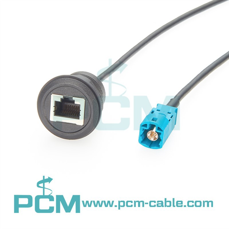 HSD 4Pin Z Code Male to RJ45 Female Panel Mount Cable HSD 4Pin Z Code Male to RJ45 Female Panel Mount Cable
