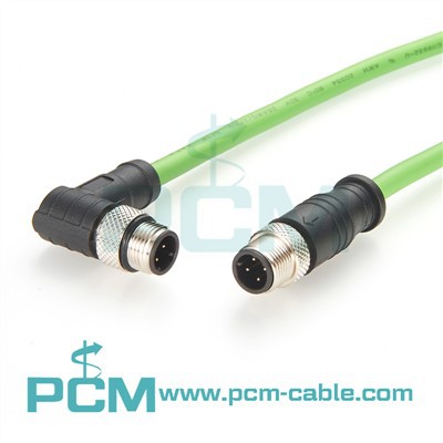 זווית ימנית M12 D - כבל פרופינט מקודד