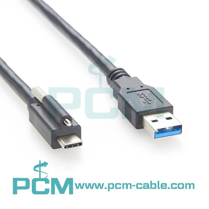 USB 3.1 Type C to USB 3.0 A Screw Locking Cable USB-C Male to USB A Male Cord for Industry Camera